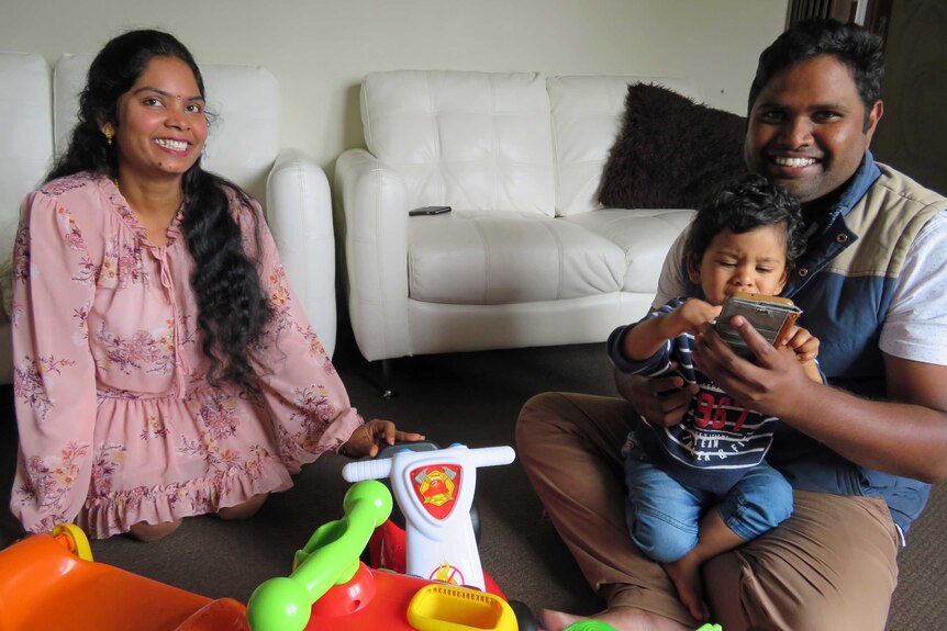 Mohan Mattala (r) with his wife Jhansi Nakkapalli and son Dharan, 16 months.