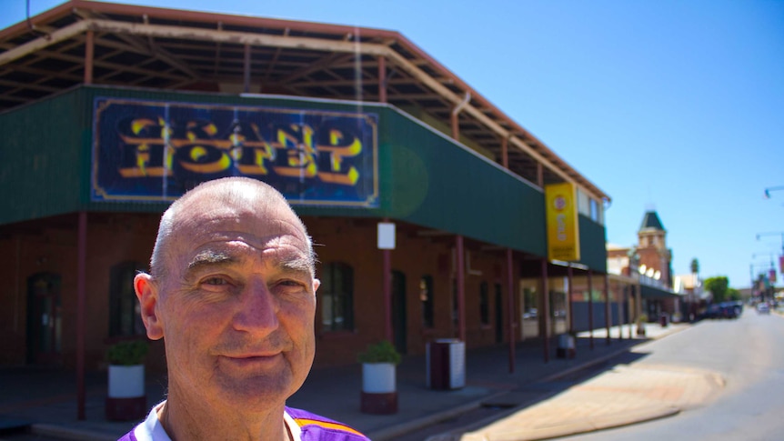 Publican Ken Smith stands outside the Grand Hotel on Burt Street, Boulder