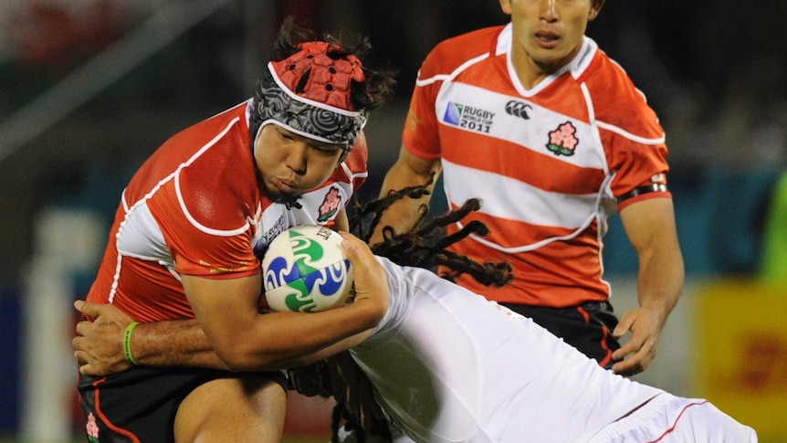 Shota Horie (L) has become the first Japanese player to sign for an Australian Super Rugby side.