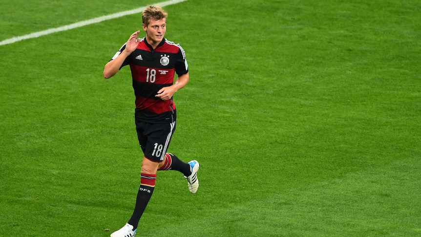 Toni Kroos celebrates goal against Brazil