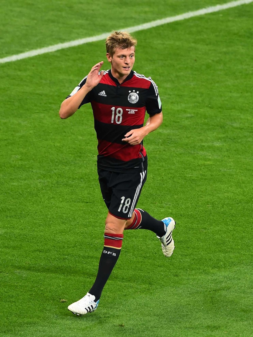 Toni Kroos celebrates goal against Brazil