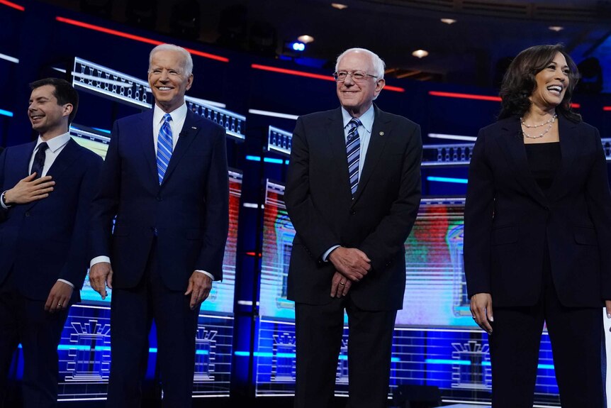 Pete Buttigieg, Joe Biden, Bernie Sanders and Kamala Harris