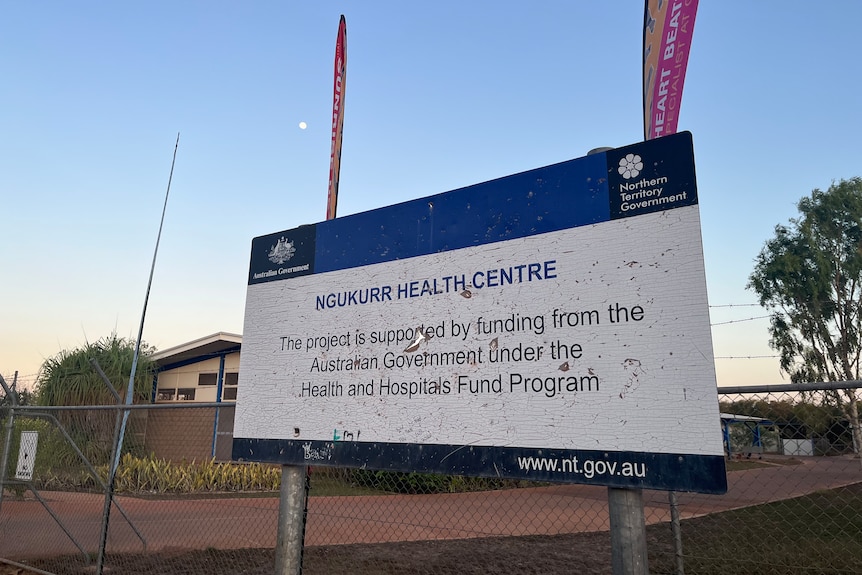 A sign reads 'Nguurr Health Centre'