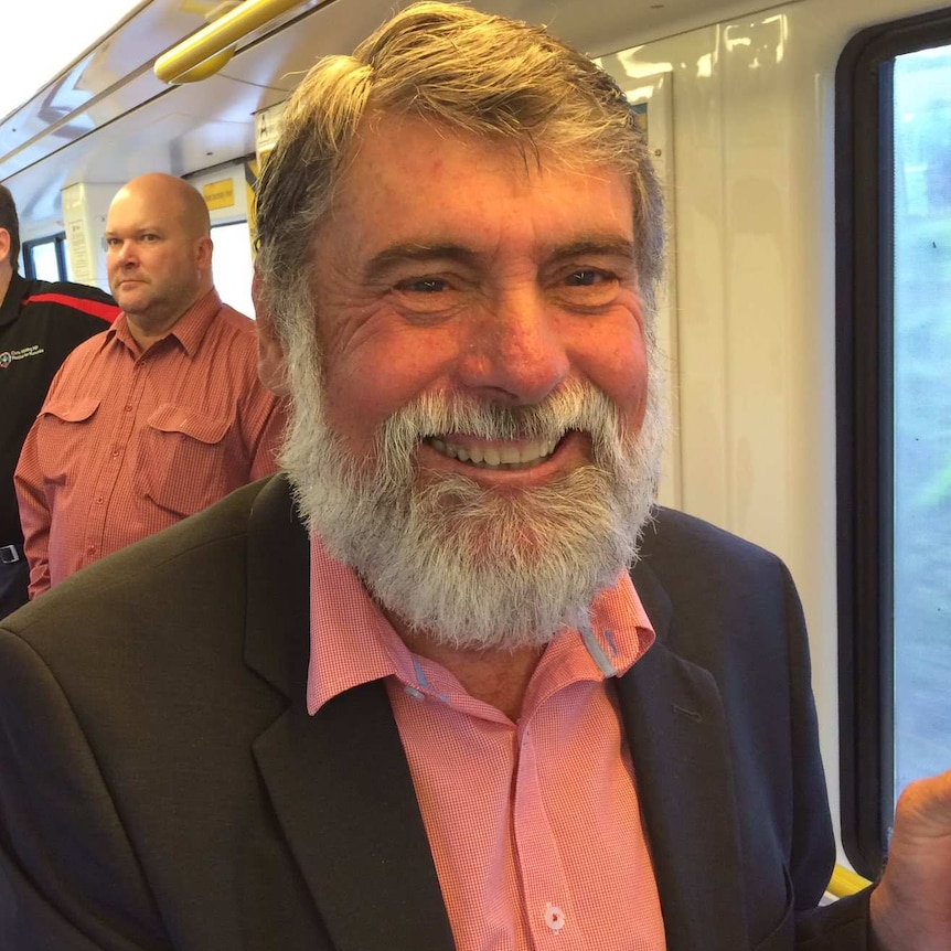 Allan Sutherland on one of the first trains out of Kippa-Ring train station