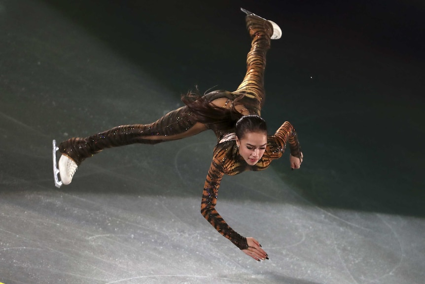 Alina Zagitova performs on the ice.