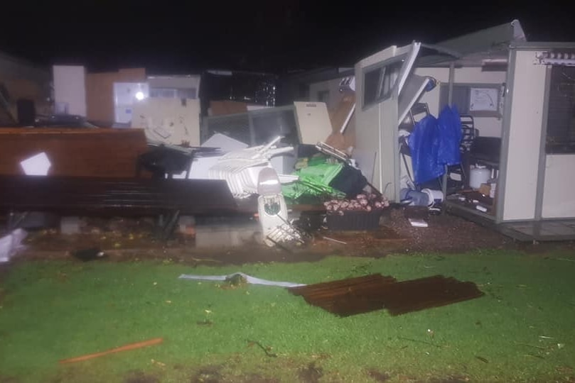 The remains of cabin destroyed by a storm.