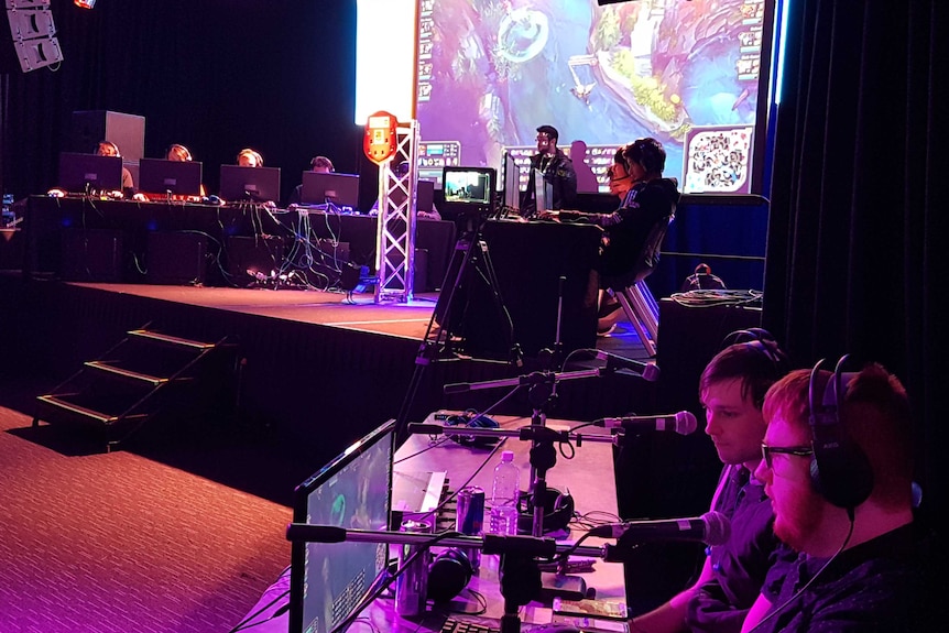 Students competing at a League of Legends tournament.