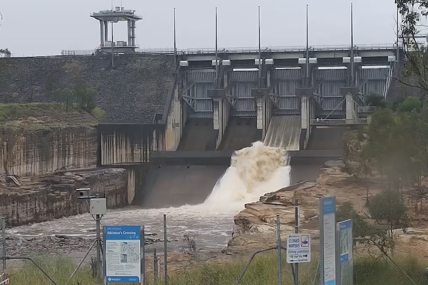 Water being released from the dam.