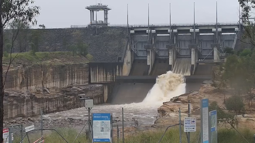 Water being released from the dam.