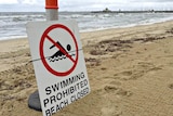 Swimming prohibited sign at Melbourne beach