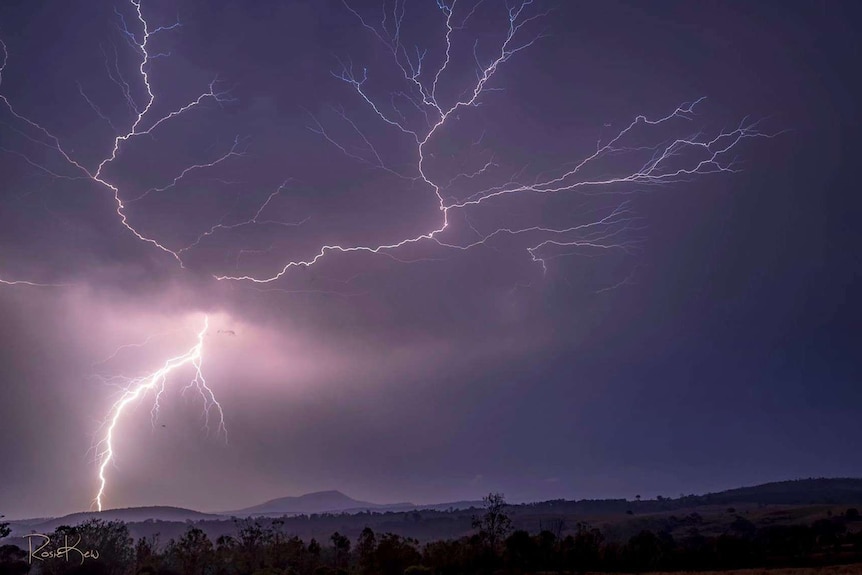 lightning flashing through the sky