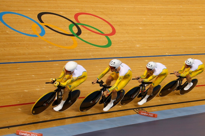 Silver lining ... Australia's men's team pursuit quartet took silver behind the world record-breaking British squadron.