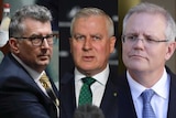 Images of three men in suits side-by-side: Keith Pitt, Michael McCormack, Scott Morrison