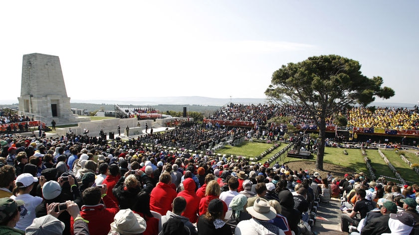 Australian visitors attend a ceremony at the Lone Pine Australian memorial in Gallipoli