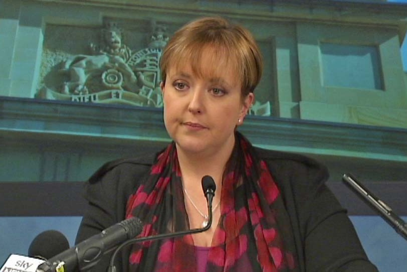 Tasmanian Premier Lara Giddings addresses a media conference.