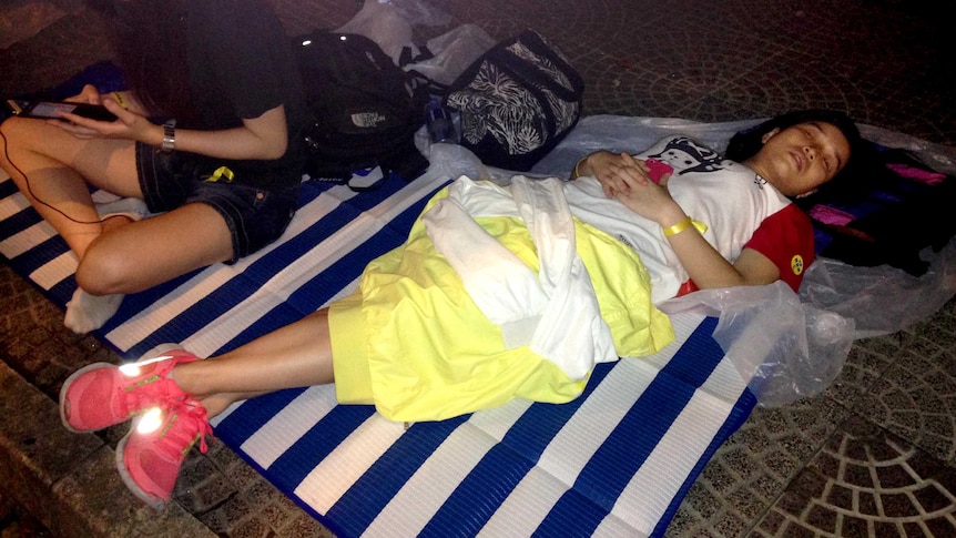 Sleeping protester