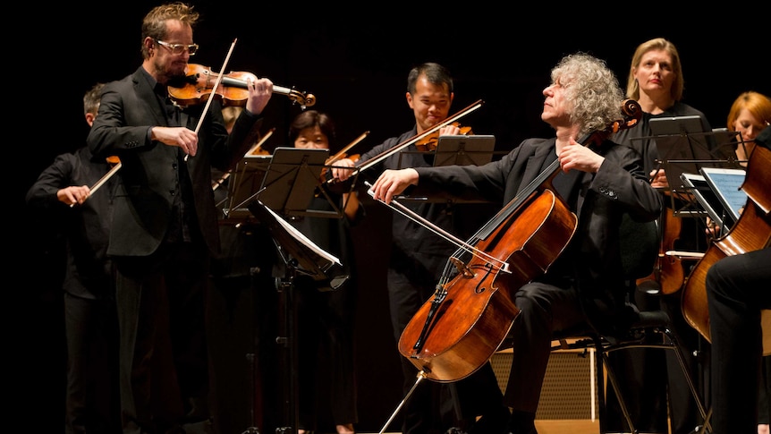 Steven Isserlis on tour with Richard Tognetti and the ACO playing the Shostakovich 1st Cello Concerto. Photo by Jeff Busby