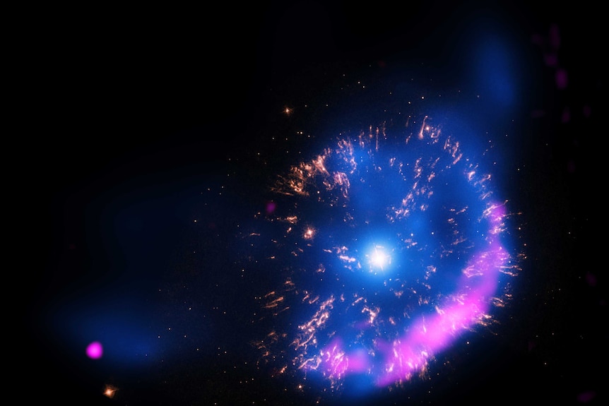 Remnants of a white dwarf explosion.