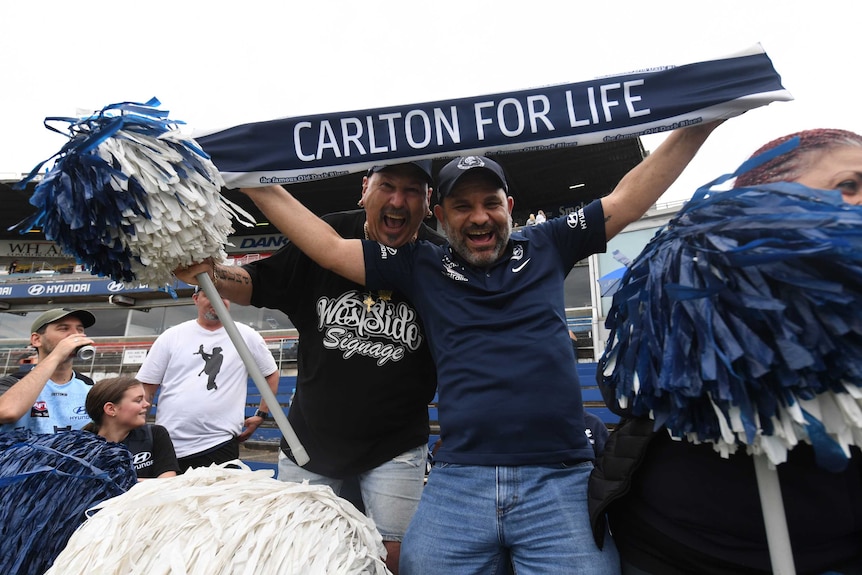 Carlton fans show support ahead of the round-one AFLW match against Collingwood in Melbourne.
