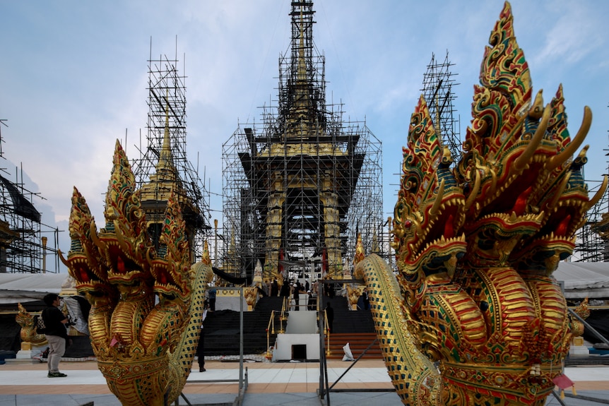 Deity sculptures which will be used at the royal crematorium for the late King Bhumibol.