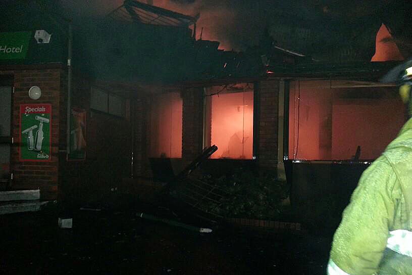 Fire inside the Dover Hotel in Tasmania