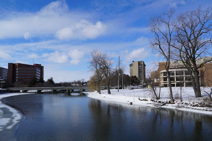 Flint River in Flint, Michigan