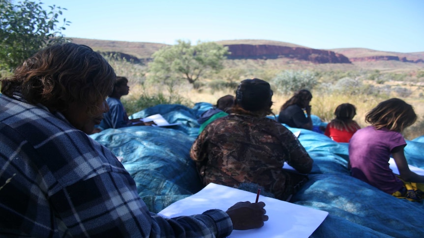 Lenie Namatjira teaching on country