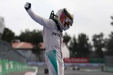 Lewis Hamilton celebrates in Mexico