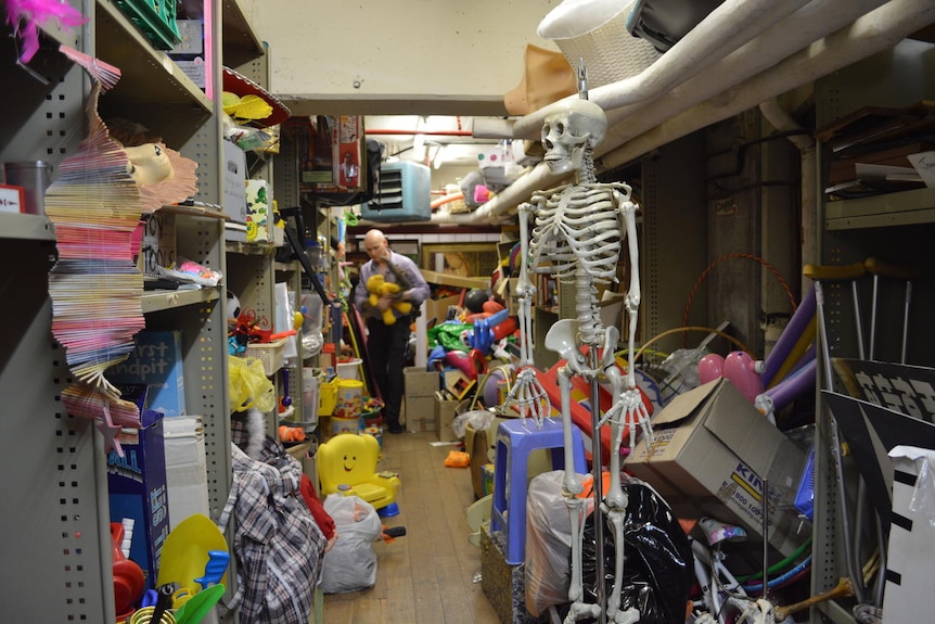 Andrew Best sorts through thousands of materials in the props department.