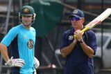 Australian coach Tim Nielsen (right, with captain Michael Clarke) will have to reapply for the head coaching position (Getty Images: Jonathan Wood).