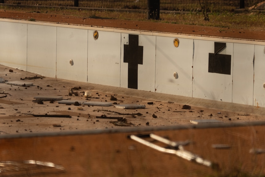 Debris in the empty Wadeye pool.