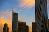Surfers Paradise buildings at sunset