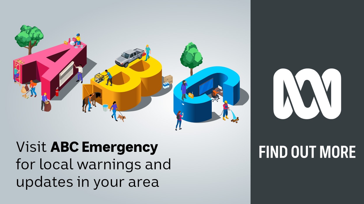 3D illustration of miniature figures preparing for emergency. Text Know your ABCs in an emergency ABC Radio Explore Now