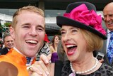 Time to party ... Overreach jockey Tommy Berry (L) celebrates with trainer Gai Waterhouse.