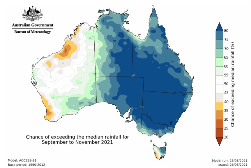 map showing a green easter Australia.