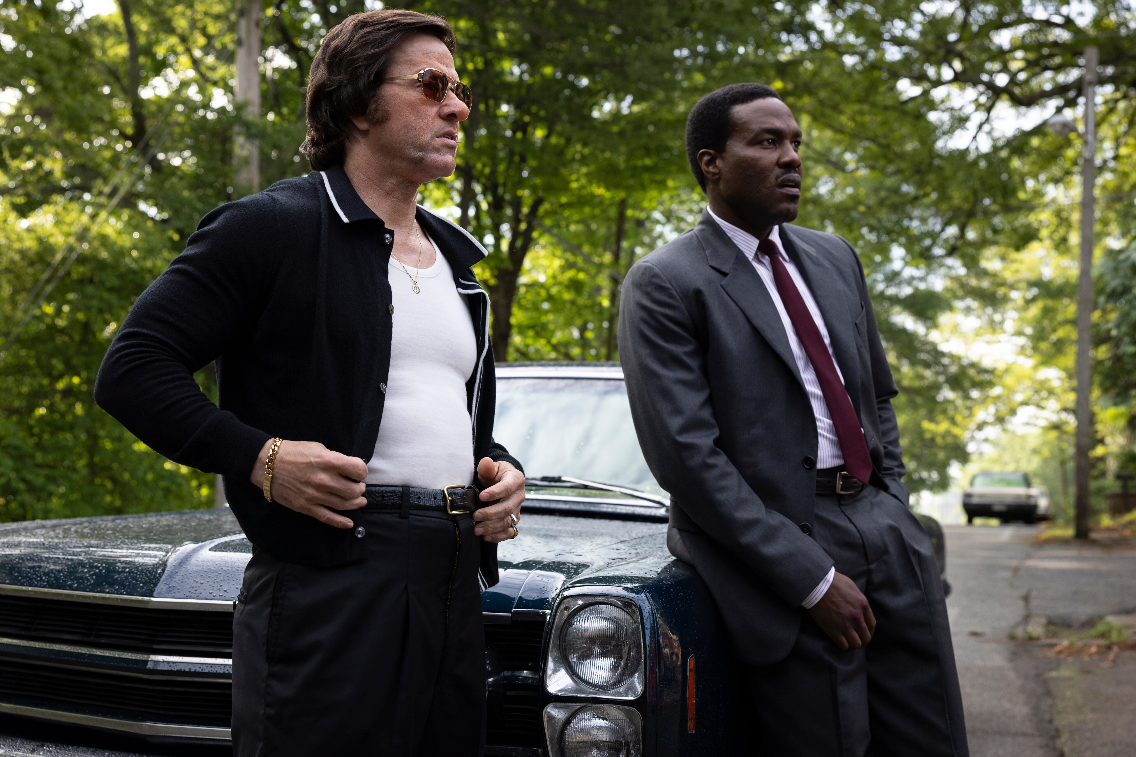 Yahya Abdul-Mateen II and Mark Wahlberg in By Any Means.