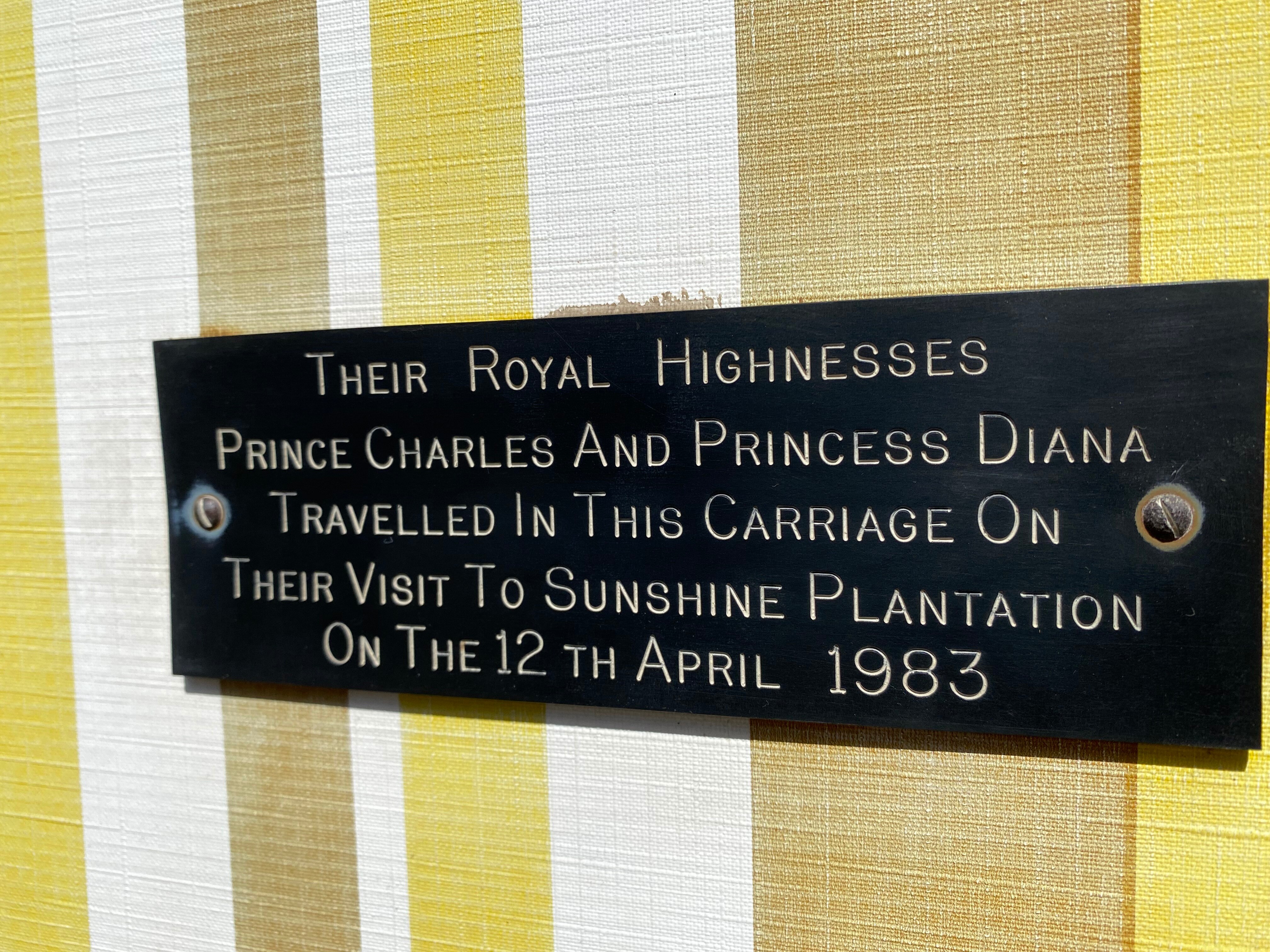 Plaque on the side of a train