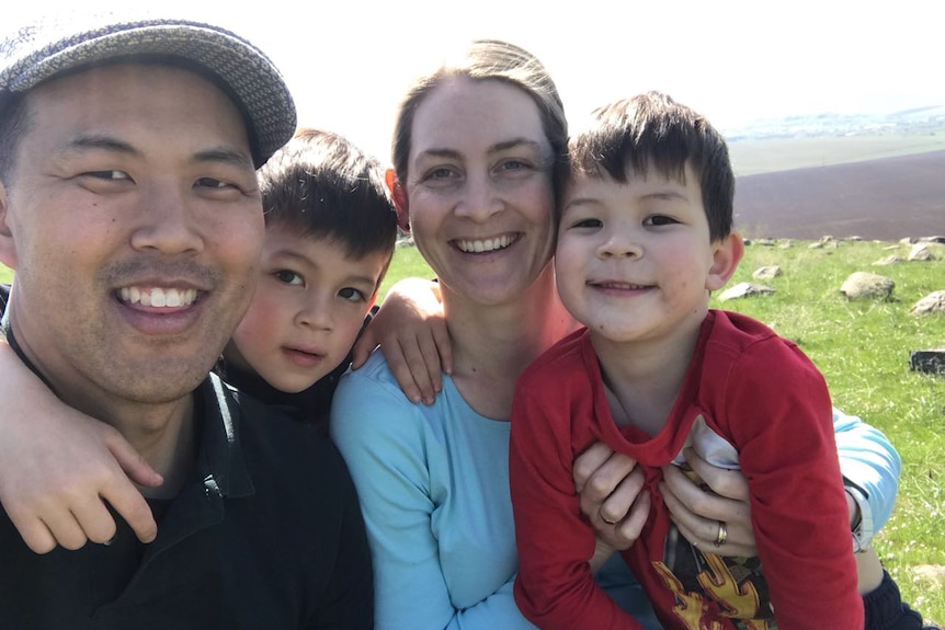 (LtoR) Queensland family Ben, Bryce, Petra, and Lachlan Magerl when they were living in Kazakhstan.