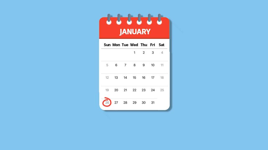 January 26 is circled in red marker on a cartoon calendar