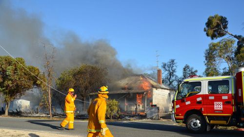 A house has been destroyed by fire at Dimboola