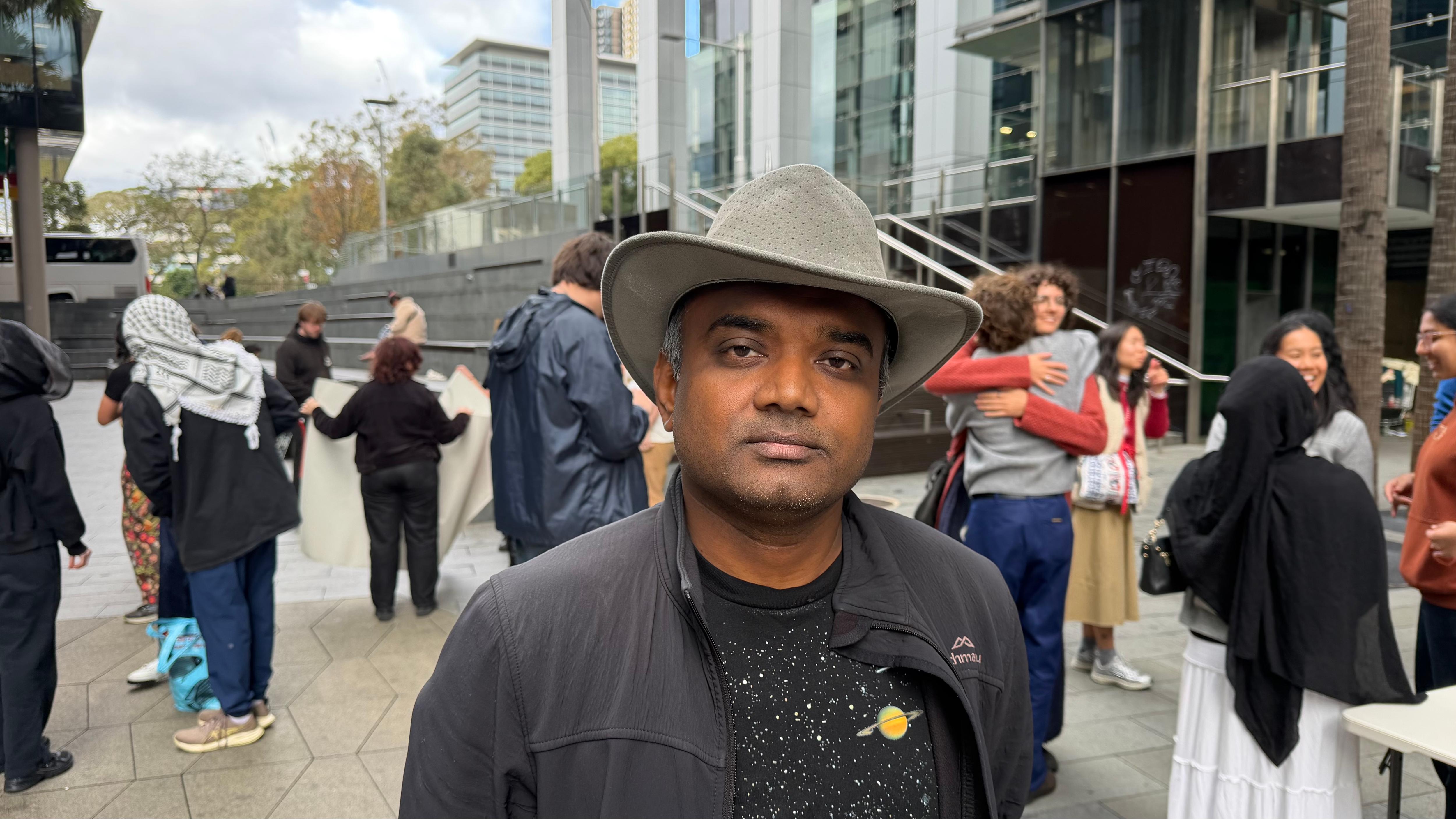Gokulan Gopal at a protest
