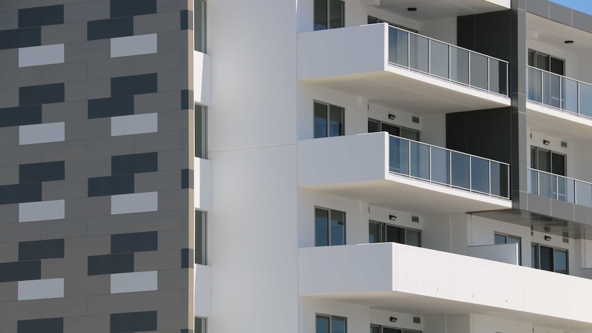 A close up of balconies on an apartment building.