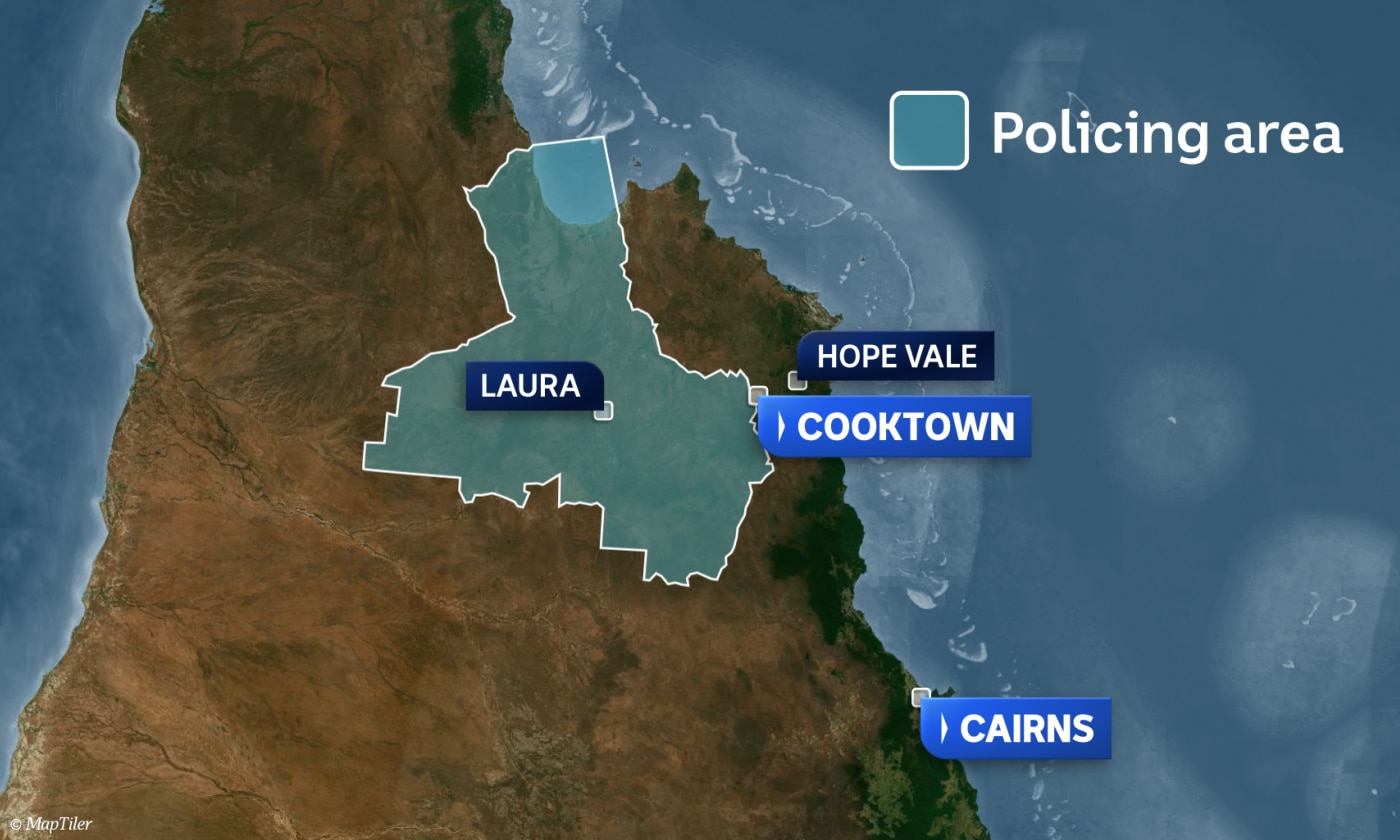 A graphic map showing the extent of the Laura policing district