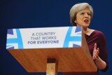 Theresa May addresses delegates at the Conservative Party Conference.