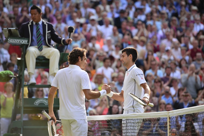 Federer congratulates Djokovic after Wimbledon win