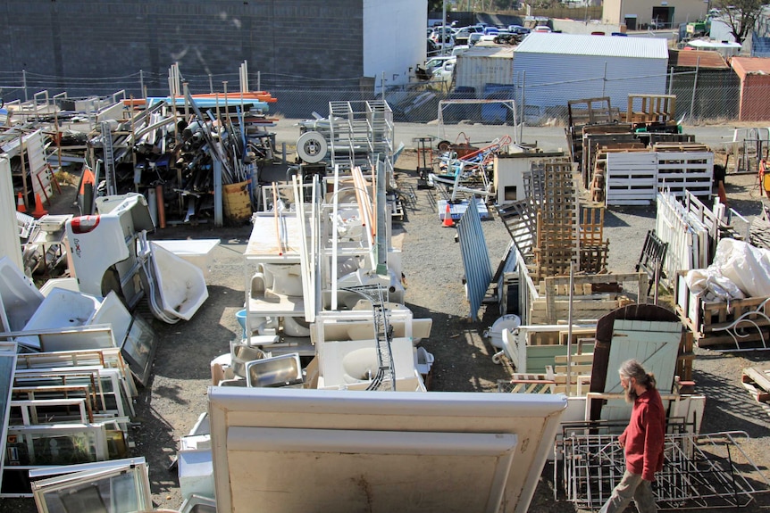 The tip shop yard viewed from above