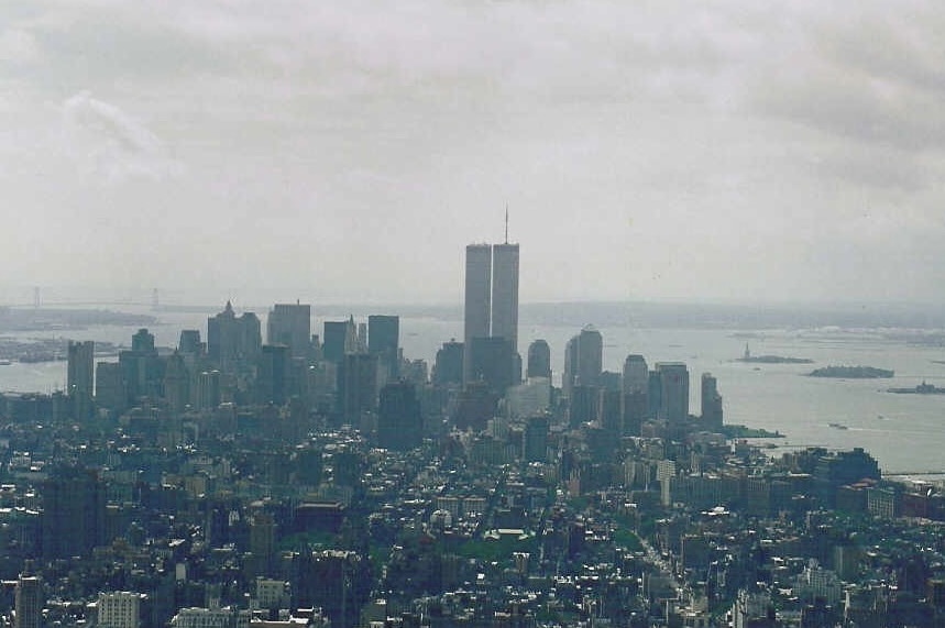 A view of the New York City skyline, as seen from the Empire State Building on September 10, 2001.