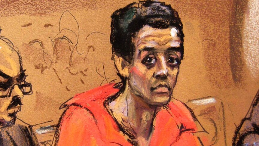 Court sketch of Robel Phillipos, the teenager accused of lying to FBI agents.