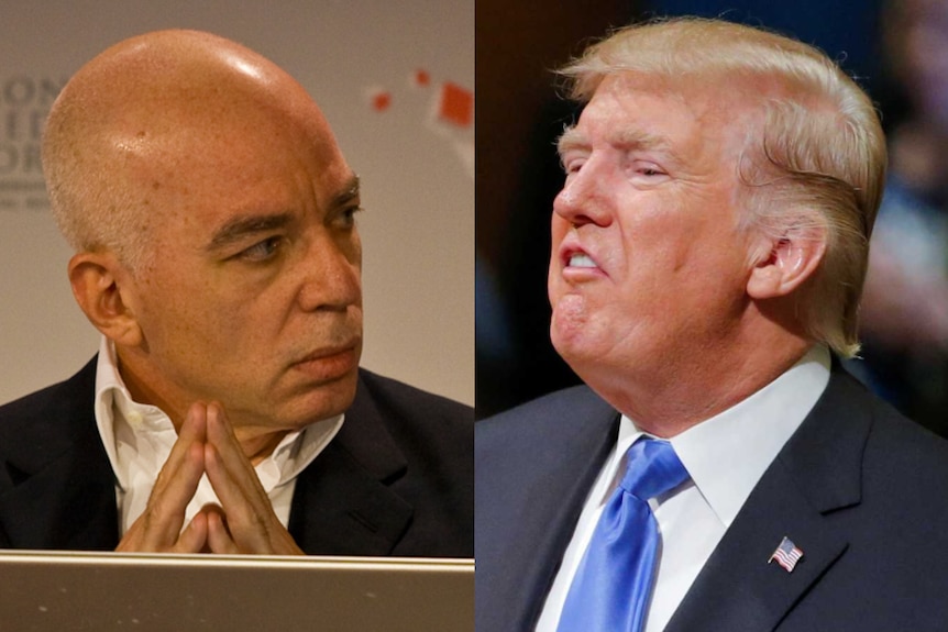 A composite image of Michael Wolff and Donald Trump.