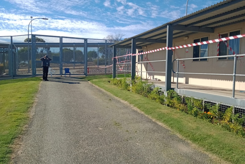 Tape around a compound at the Yongah Hill Immigration Detention Centre